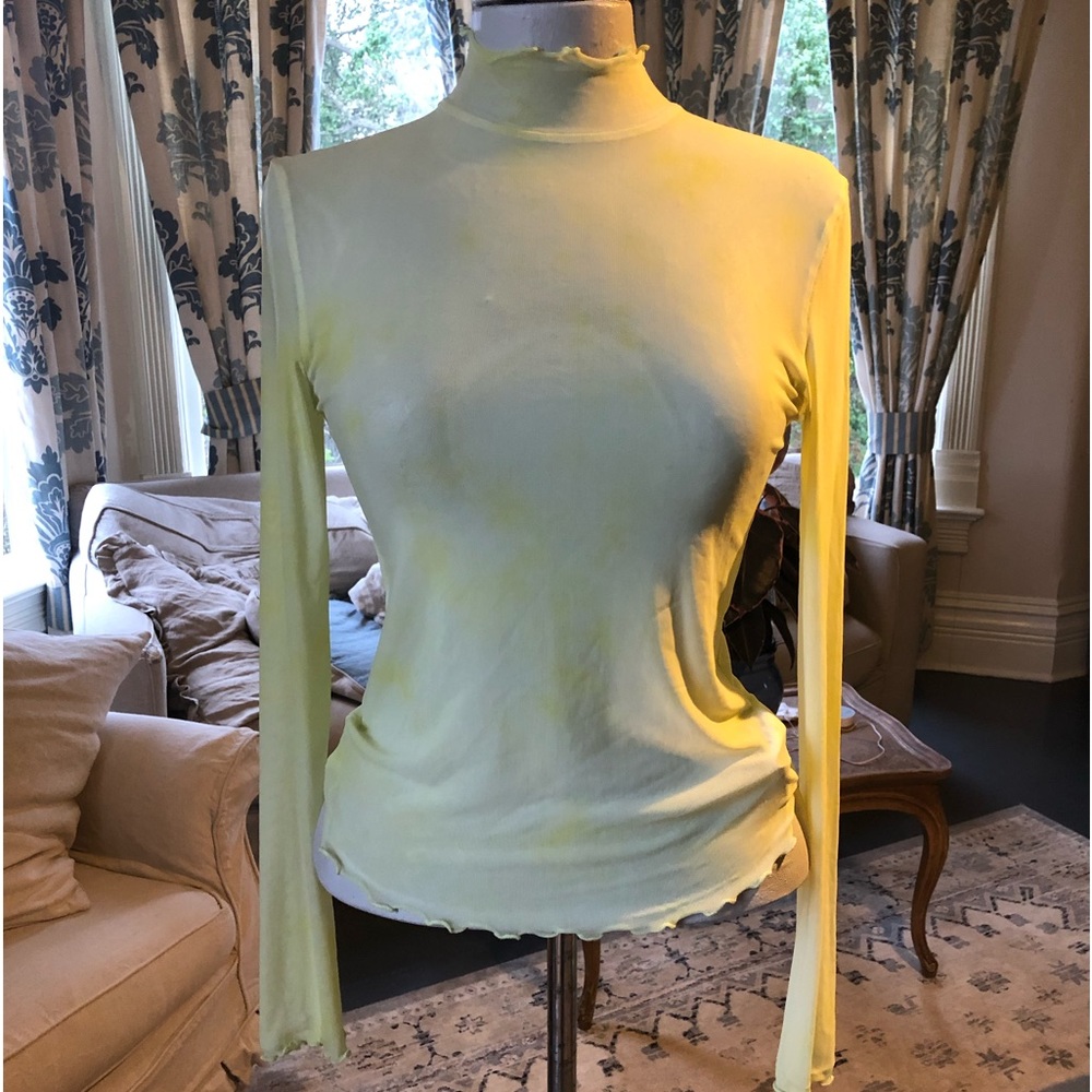 URBAN OUTFITTERS light green neon sheer long sleeve. Size M